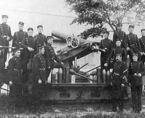 Copenhagen-Fortifications. Canet gun on the Artillery train